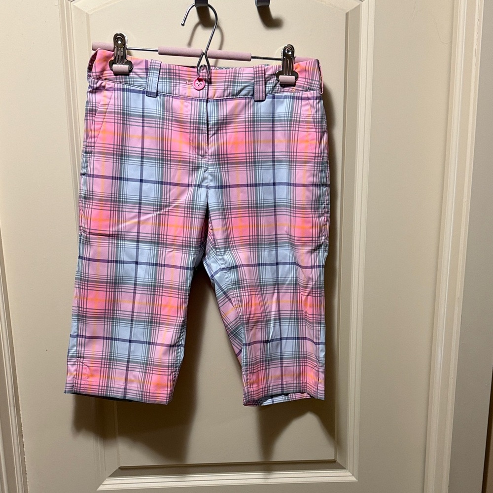 Nike Pink and Blue Plaid Women's Shorts